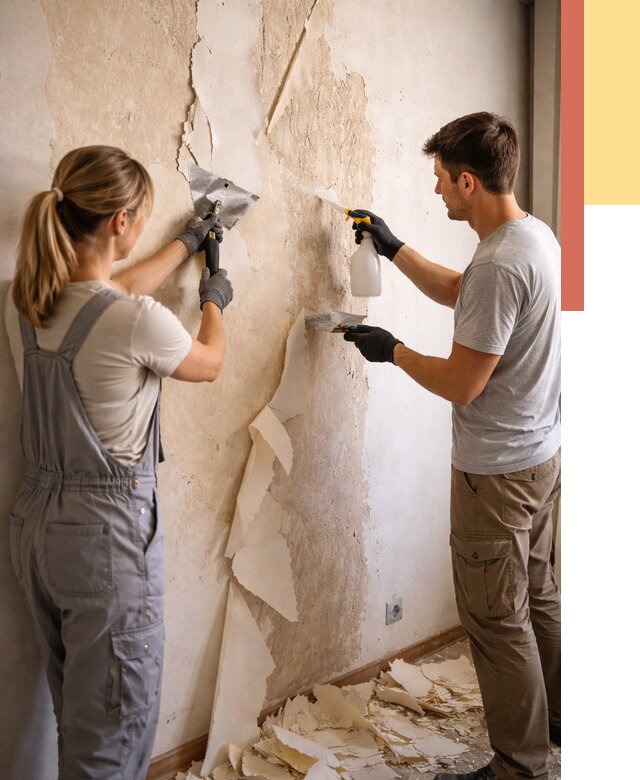 Снятие старых обоев в Новошахтинске от 5468 руб. под ключ недорого | ОТДЕЛОЧНИК-Нвш