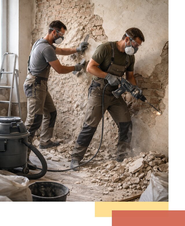 Демонтаж штукатурки со стен в Новошахтинске быстро и аккуратно