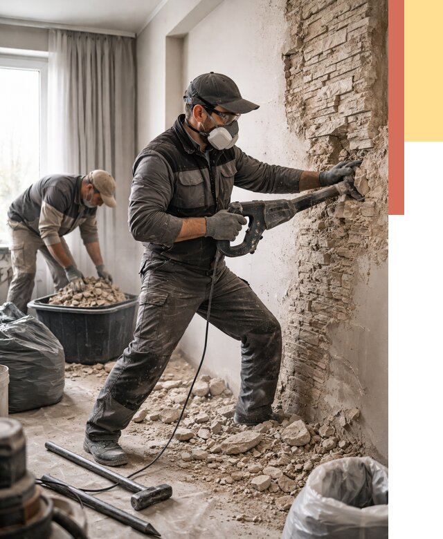 Демонтаж декоративного камня в Новошахтинске от 1510 руб/м² — быстро и недорого | ОТДЕЛОЧНИК-Нвш