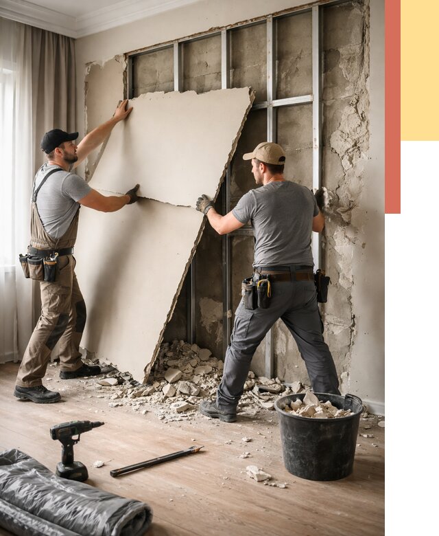 Демонтаж гипсокартона со стен в Новошахтинске от 365 руб. — услуги демонтажа | ОТДЕЛОЧНИК-Нвш