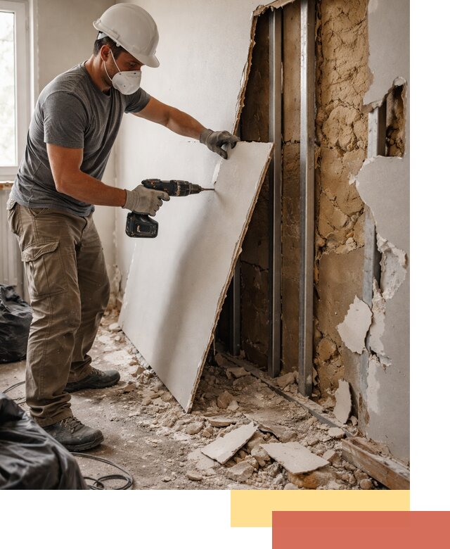 Демонтаж гипсокартона со стен в Новошахтинске качественно и быстро