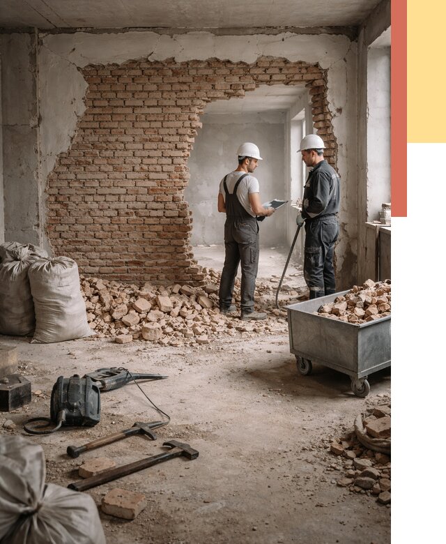 Демонтаж кирпичных стен в Новошахтинске от 4375 руб. — быстро, недорого, под ключ | ОТДЕЛОЧНИК-Нвш