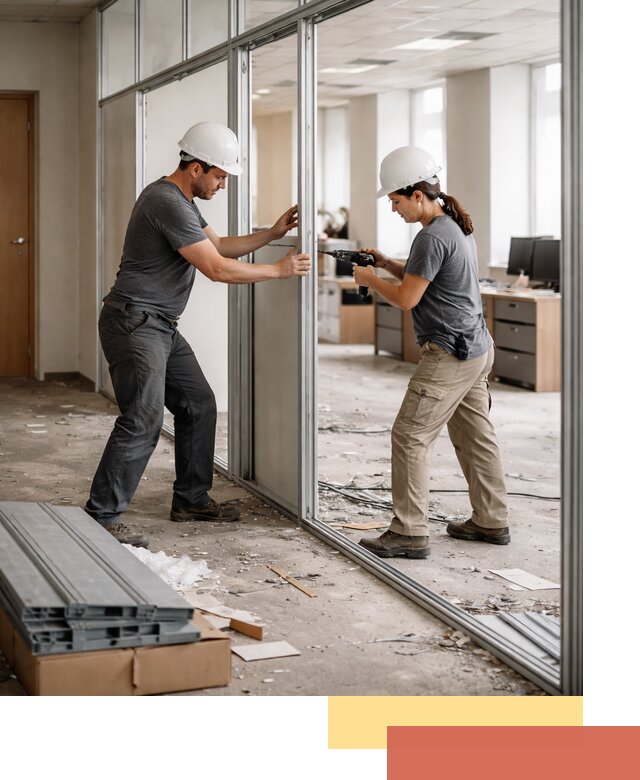 Демонтаж алюминиевых перегородок в Новошахтинске быстро и аккуратно