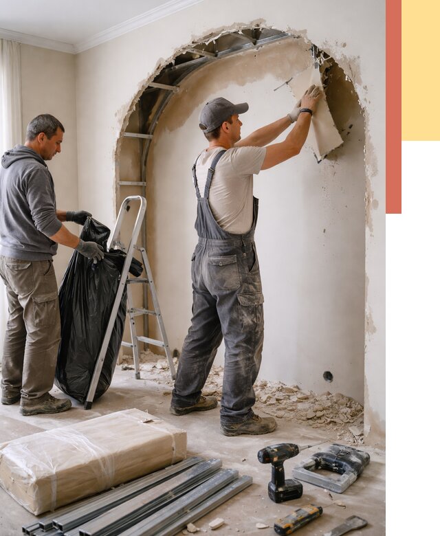 Демонтаж арки из гипсокартона в Новошахтинске от 3646 руб. — услуги под ключ | ОТДЕЛОЧНИК-Нвш