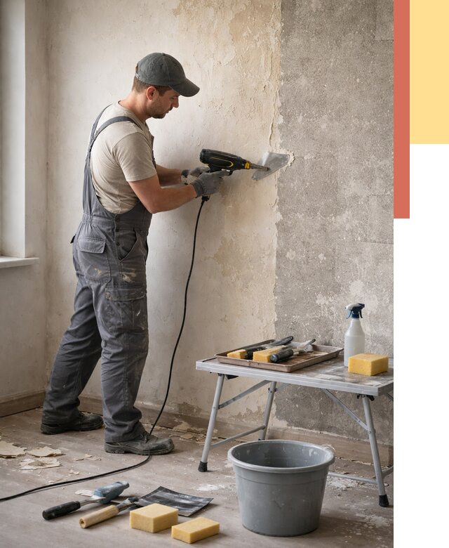 Очистка стен от клея в Новошахтинске от 1927 руб. — снятие и удаление клея со стен | ОТДЕЛОЧНИК-Нвш