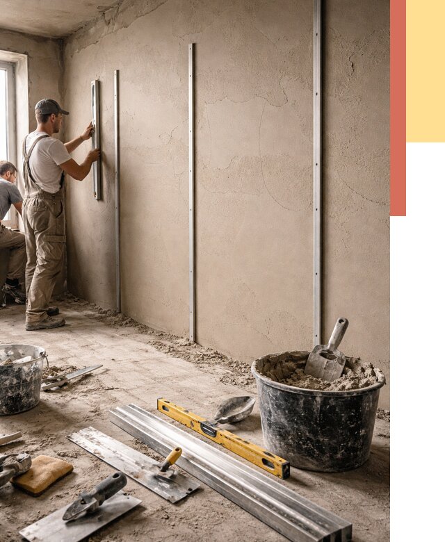 Штукатурка стен по маякам в Новошахтинске от 5729 руб./м² — выравнивание под ключ | ОТДЕЛОЧНИК-Нвш