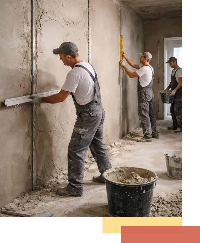 Штукатурка стен по маякам в Новошахтинске — точная и ровная поверхность