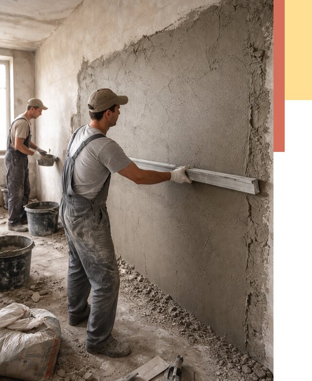 Цементная штукатурка стен в Новошахтинске от 4687 руб/м2 — быстро и недорого | ОТДЕЛОЧНИК-Нвш