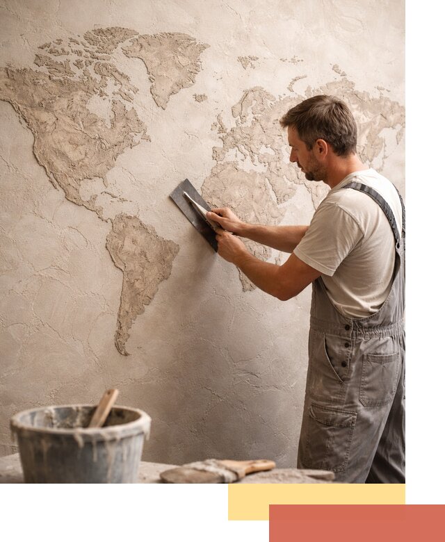 Декоративная штукатурка «Карта мира» под ключ в Новошахтинске