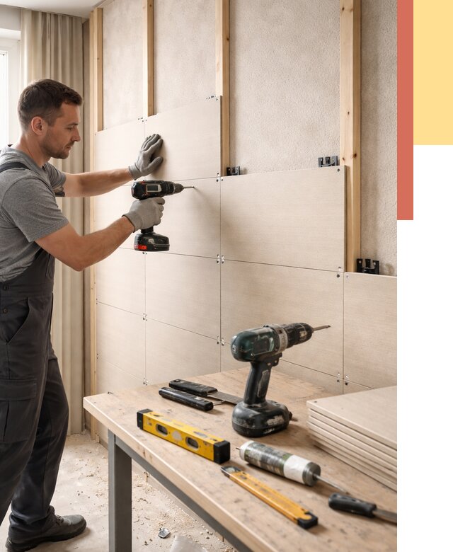 Монтаж МДФ панелей на стены в Новошахтинске от 1302 руб. под ключ | ОТДЕЛОЧНИК-Нвш