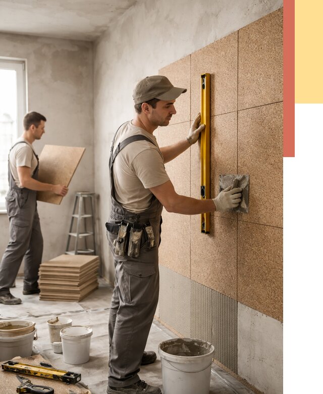 Монтаж пробковых панелей на стены в Новошахтинске от 3646 руб. — ОТДЕЛОЧНИК-Нвш