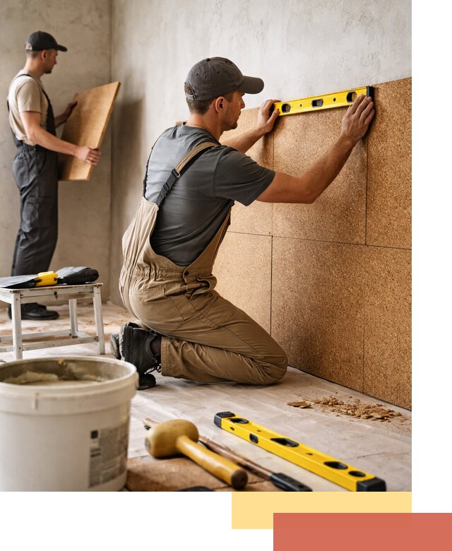 Монтаж пробковых панелей на стены в Новошахтинске быстро и качественно