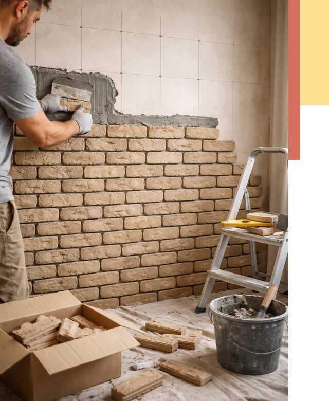 Монтаж декоративного кирпича в Новошахтинске от 3333 руб./м² — быстро и недорого | ОТДЕЛОЧНИК-Нвш