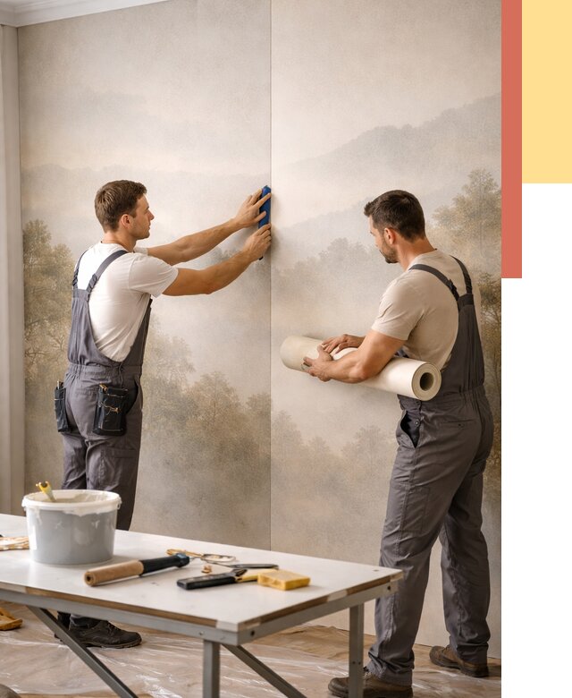 Поклейка фотообоев в Новошахтинске от 8854 руб/м² — быстро и недорого | ОТДЕЛОЧНИК-Нвш