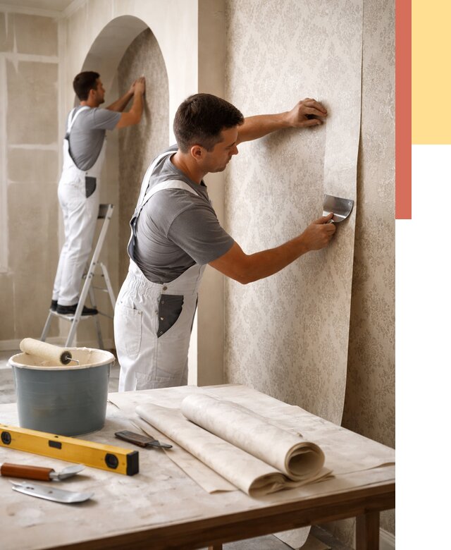 Поклейка обоев на сложные стены в Новошахтинске от 2916 руб. под ключ | ОТДЕЛОЧНИК-Нвш