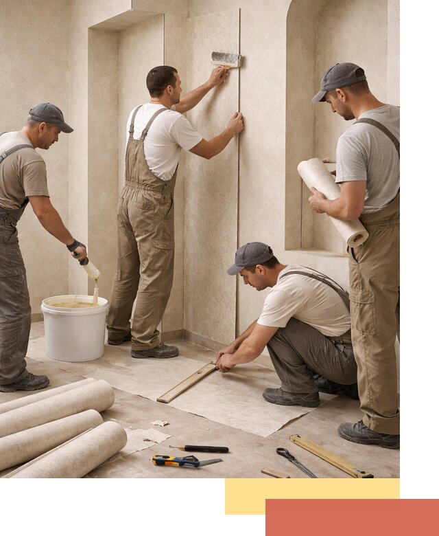 Поклейка обоев на сложные стены и неровные поверхности в Новошахтинске