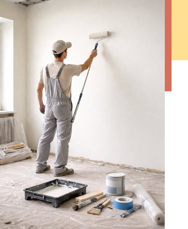 Покраска стен водоэмульсионной краской в Новошахтинске от 469 руб. за м² | ОТДЕЛОЧНИК-Нвш