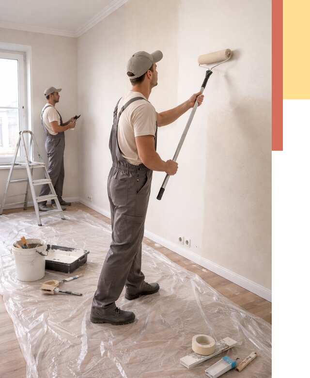 Покраска стен акриловой краской в Новошахтинске от 3646 руб./м² — быстро и недорого | ОТДЕЛОЧНИК-Нвш