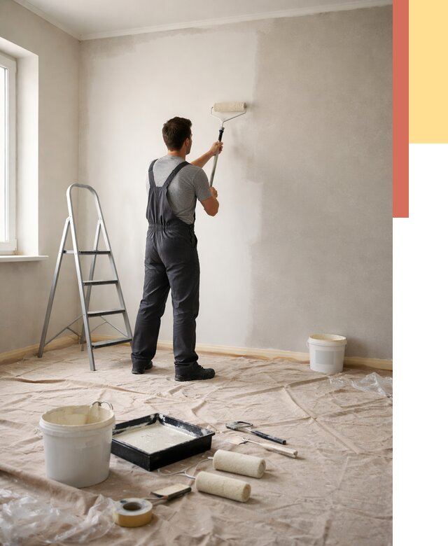 Покраска стен моющейся краской в Новошахтинске от 365 руб./м² — быстро и недорого | ОТДЕЛОЧНИК-Нвш