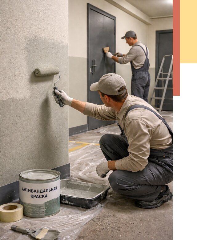Покраска стен антивандальной краской в Новошахтинске от 4687 руб./м² под ключ | ОТДЕЛОЧНИК-Нвш