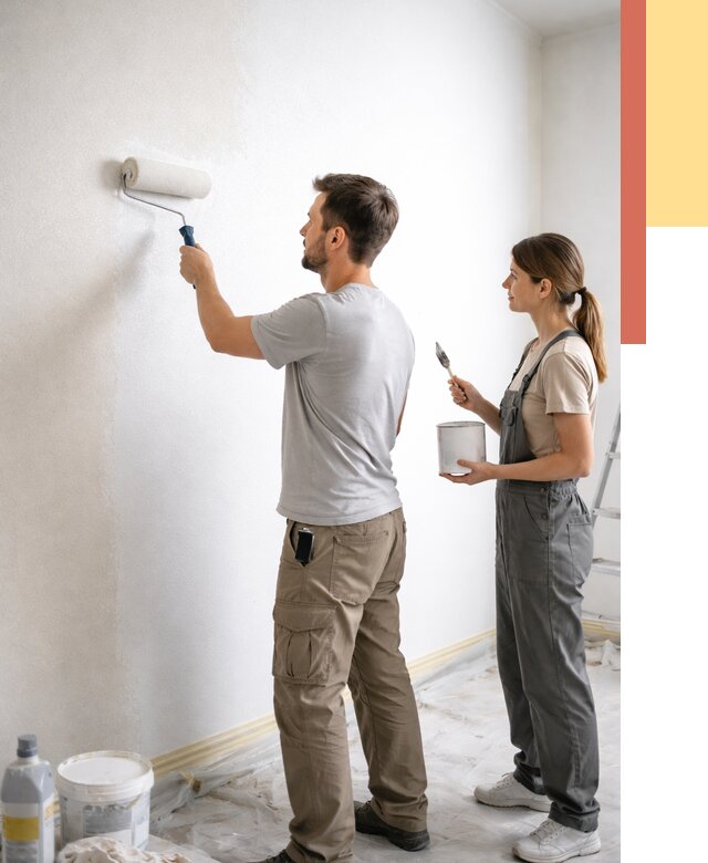 Окраска стен по стеклохолсту в Новошахтинске от 4687 руб/м² под ключ | ОТДЕЛОЧНИК-Нвш