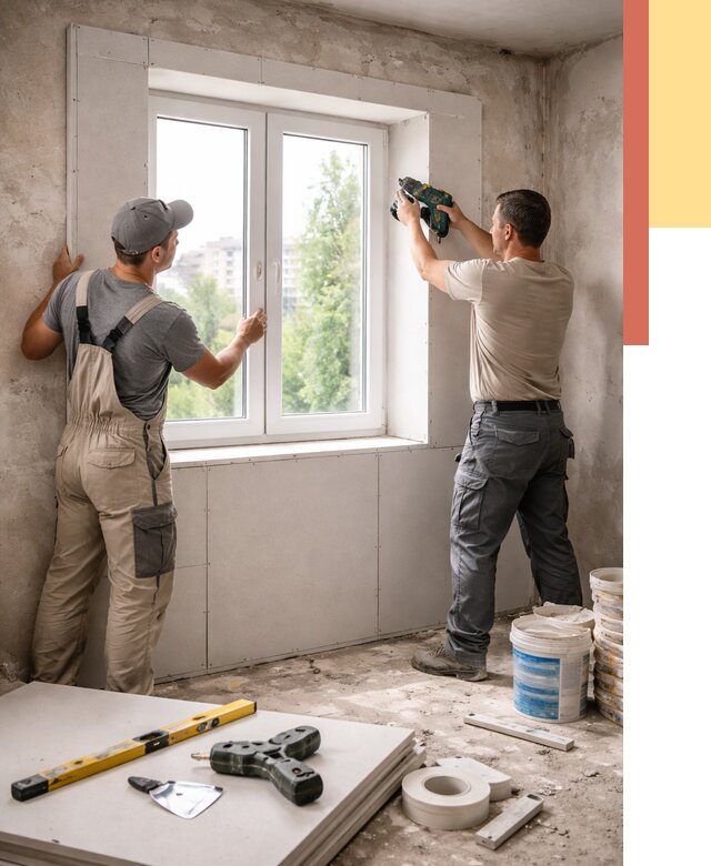 Монтаж откосов из гипсокартона в Новошахтинске от 4687 руб. под ключ | ОТДЕЛОЧНИК-Нвш