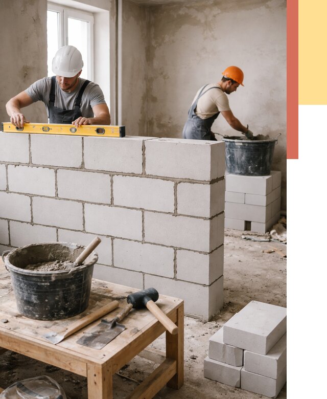 Кладка перегородок из газобетона в Новошахтинске от 3333 руб. под ключ | ОТДЕЛОЧНИК-Нвш