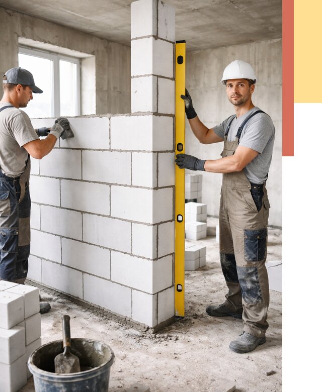 Кладка перегородок из пеноблока в Новошахтинске от 1875 руб. под ключ | ОТДЕЛОЧНИК-Нвш