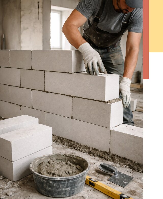 Кладка перегородок из силикатного блока в Новошахтинске от 4166 руб. под ключ | ОТДЕЛОЧНИК-Нвш