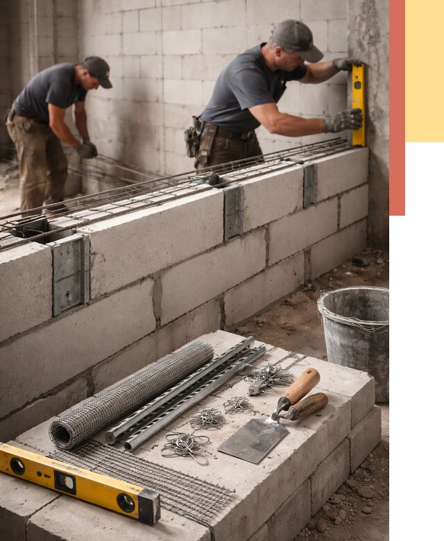 Армирование кладки перегородок в Новошахтинске от 781 руб. под ключ | ОТДЕЛОЧНИК-Нвш