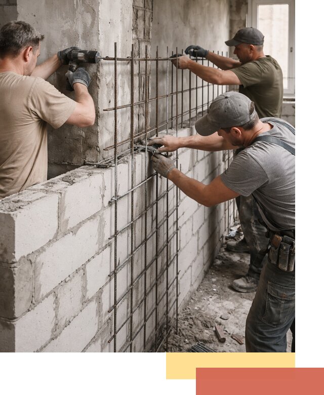 Армирование кладки перегородок в Новошахтинске профессионально и надёжно