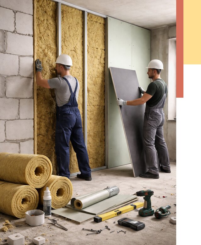 Шумоизоляция перегородок из блоков в Новошахтинске от 1927 руб./м² — быстро и недорого | ОТДЕЛОЧНИК-Нвш