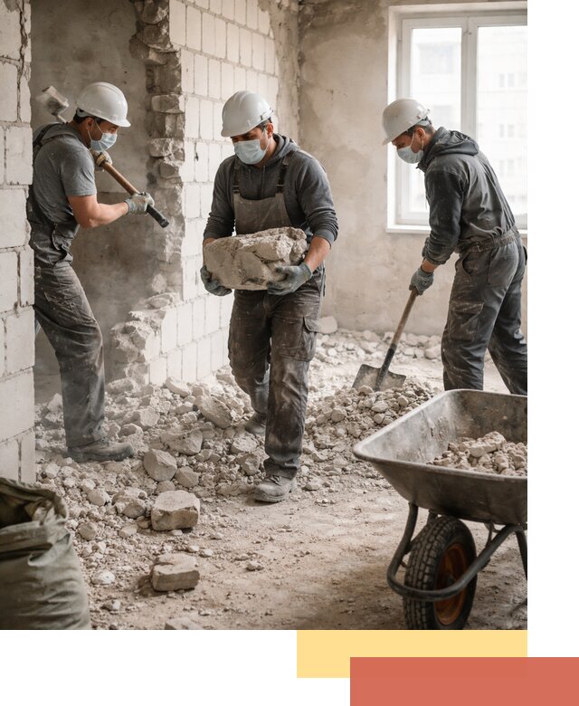 Демонтаж блочных перегородок в Новошахтинске быстро и аккуратно