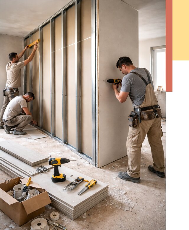 Монтаж однослойной перегородки из гипсокартона в Новошахтинске от 677 руб. | ОТДЕЛОЧНИК-Нвш