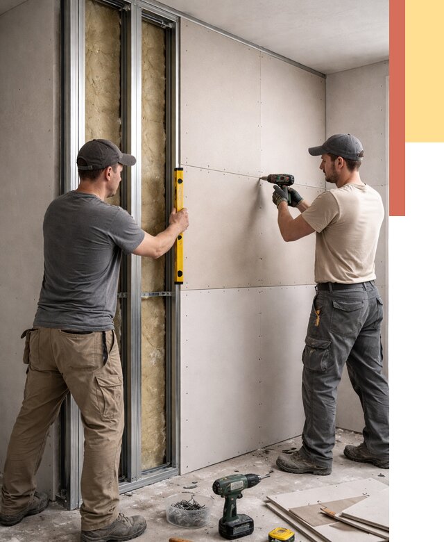 Монтаж двухслойной перегородки из гипсокартона в Новошахтинске от 1510 руб. | ОТДЕЛОЧНИК-Нвш