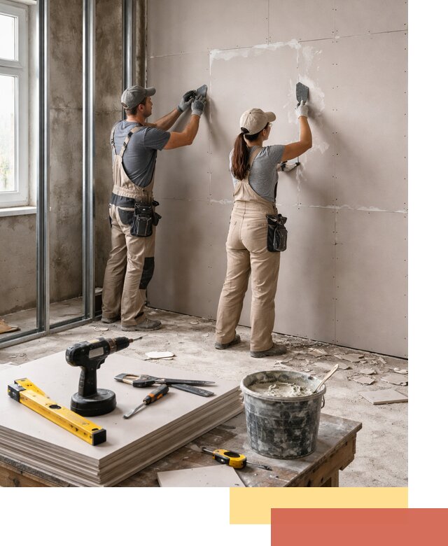 Монтаж двухслойной перегородки из гипсокартона в Новошахтинске