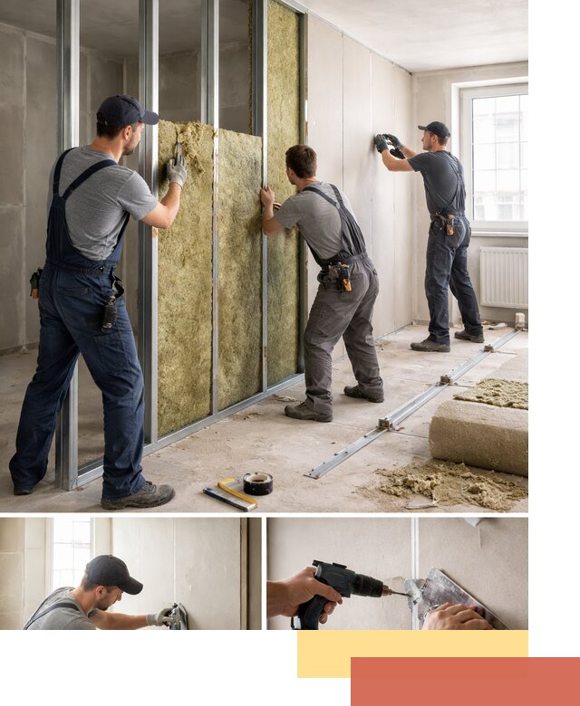 Перегородка из гипсокартона с шумоизоляцией в Новошахтинске — монтаж под ключ