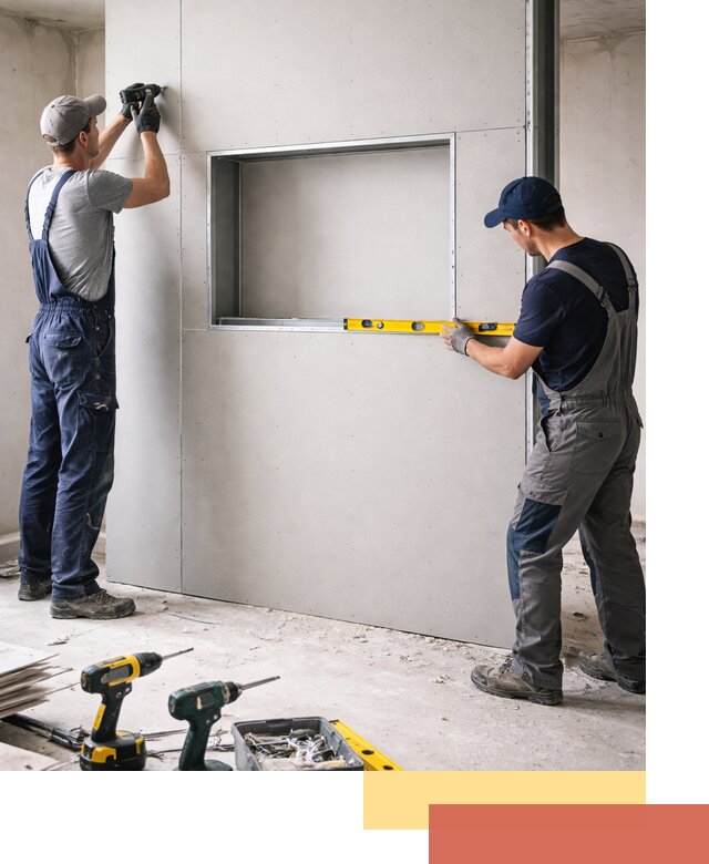 Перегородка из гипсокартона с нишей под декор в Новошахтинске