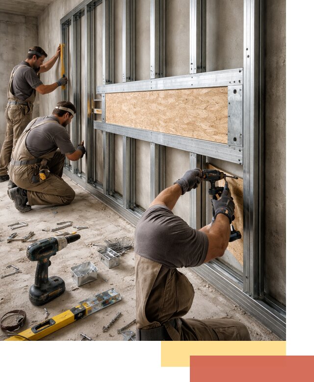 Усиленная перегородка для крепления тяжёлых конструкций в Новошахтинске