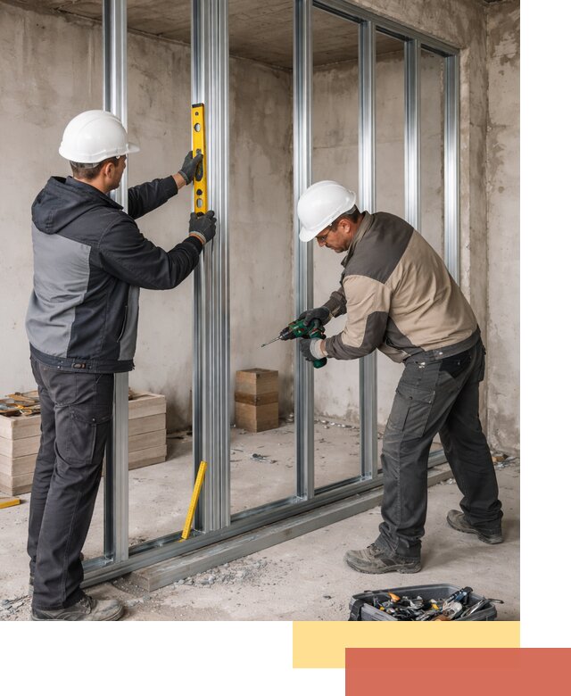 Монтаж каркаса перегородки из профиля в Новошахтинске