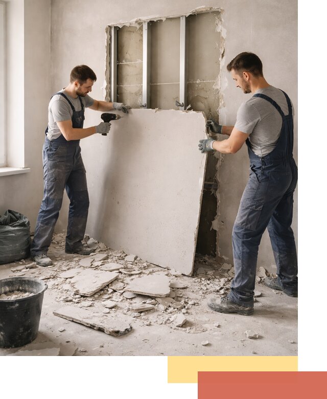 Демонтаж перегородки из гипсокартона в Новошахтинске быстрый и аккуратный