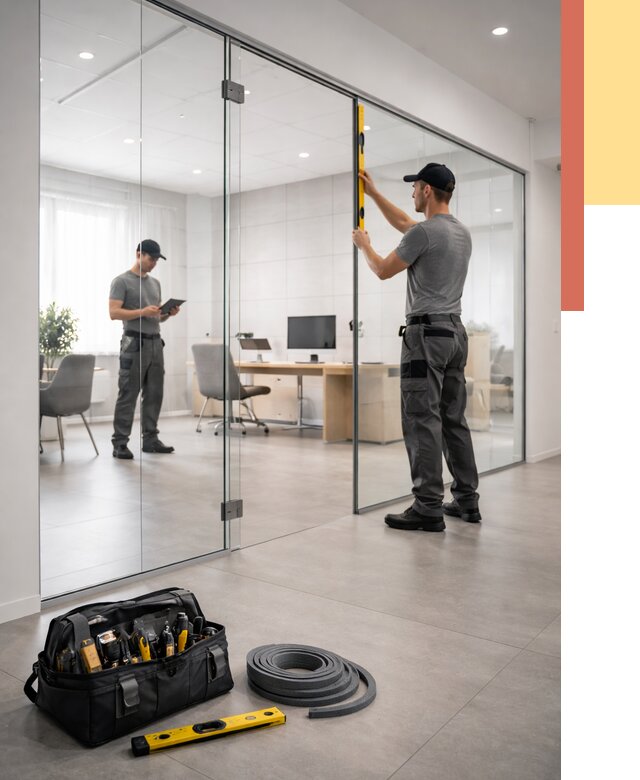 Цельностеклянные перегородки под ключ в Новошахтинске от 9895 руб. — монтаж и цены | ОТДЕЛОЧНИК-Нвш