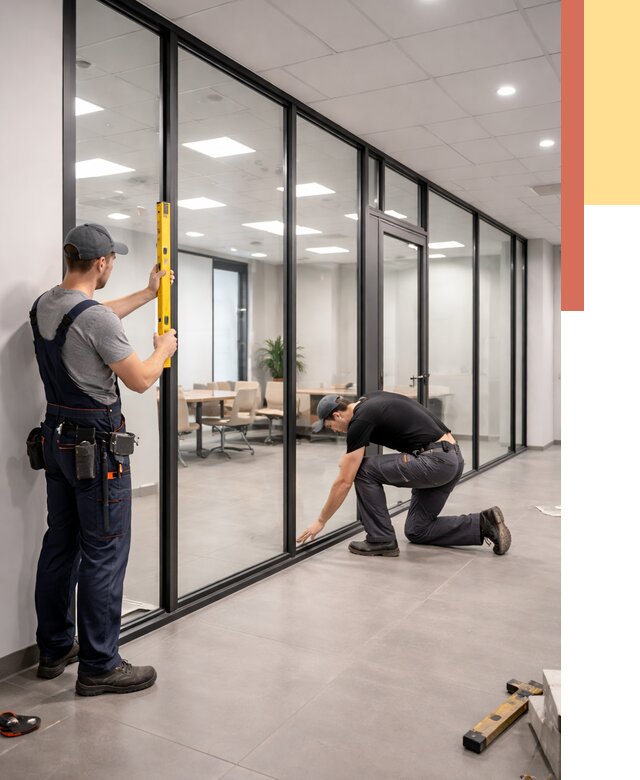 Каркасные стеклянные перегородки в Новошахтинске под ключ от 9583 руб. | ОТДЕЛОЧНИК-Нвш