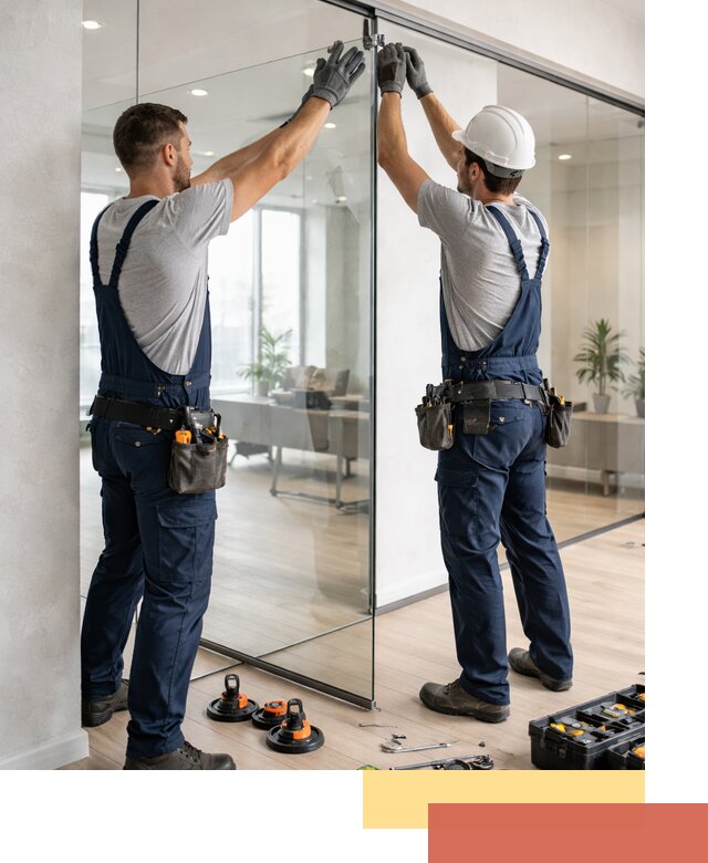 Безрамные стеклянные перегородки под ключ в Новошахтинске