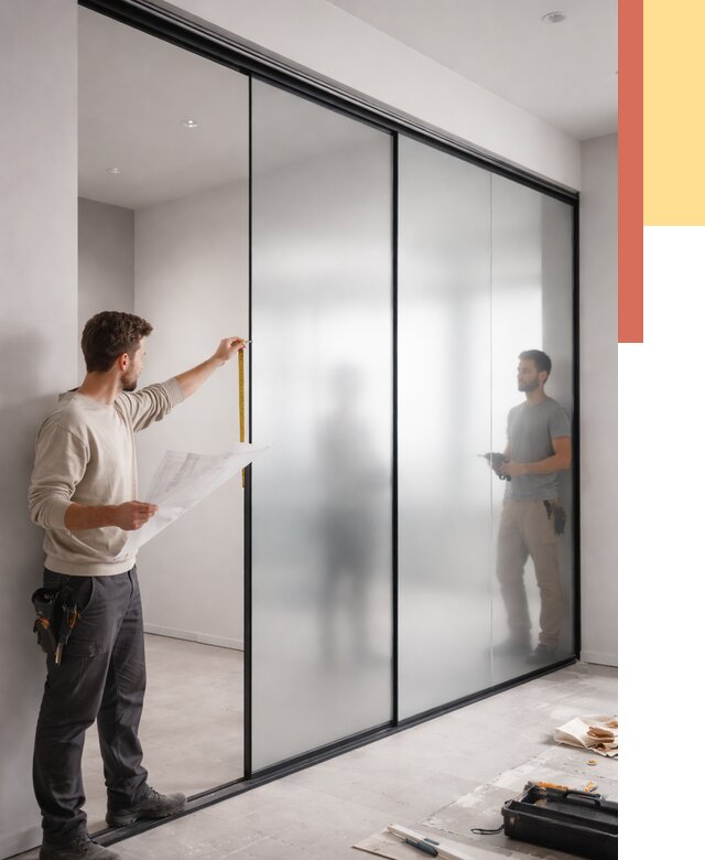 Матовые стеклянные перегородки в Новошахтинске от 8854 руб. — монтаж и установка | ОТДЕЛОЧНИК-Нвш