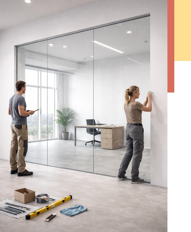 Перегородки из закаленного стекла в Новошахтинске от 9895 руб. под ключ | ОТДЕЛОЧНИК-Нвш