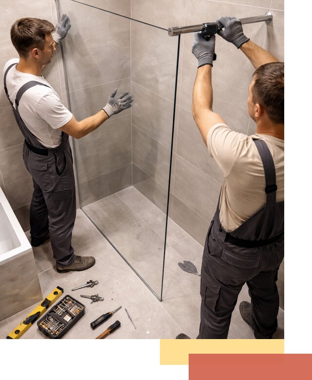 Стеклянные перегородки для душа в Новошахтинске — изготовление и монтаж