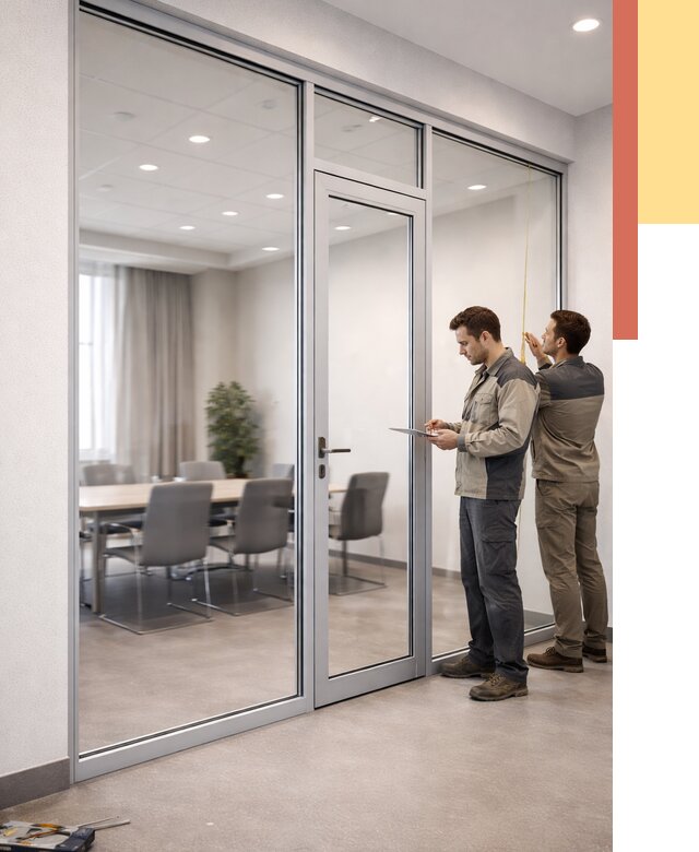 Установка и монтаж алюминиевых перегородок со стеклом в Новошахтинске от 8541 руб. | ОТДЕЛОЧНИК-Нвш