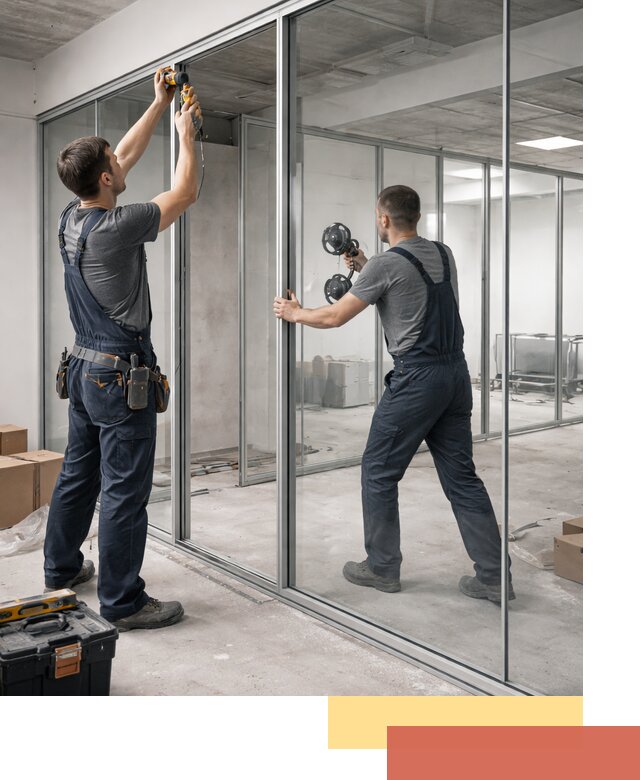 Алюминиевые перегородки со стеклом в Новошахтинске — изготовление и монтаж