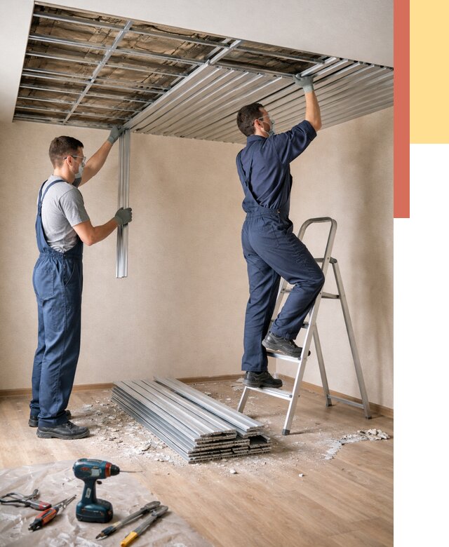 Демонтаж реечного потолка в Новошахтинске от 4687 руб. быстро и недорого | ОТДЕЛОЧНИК-Нвш